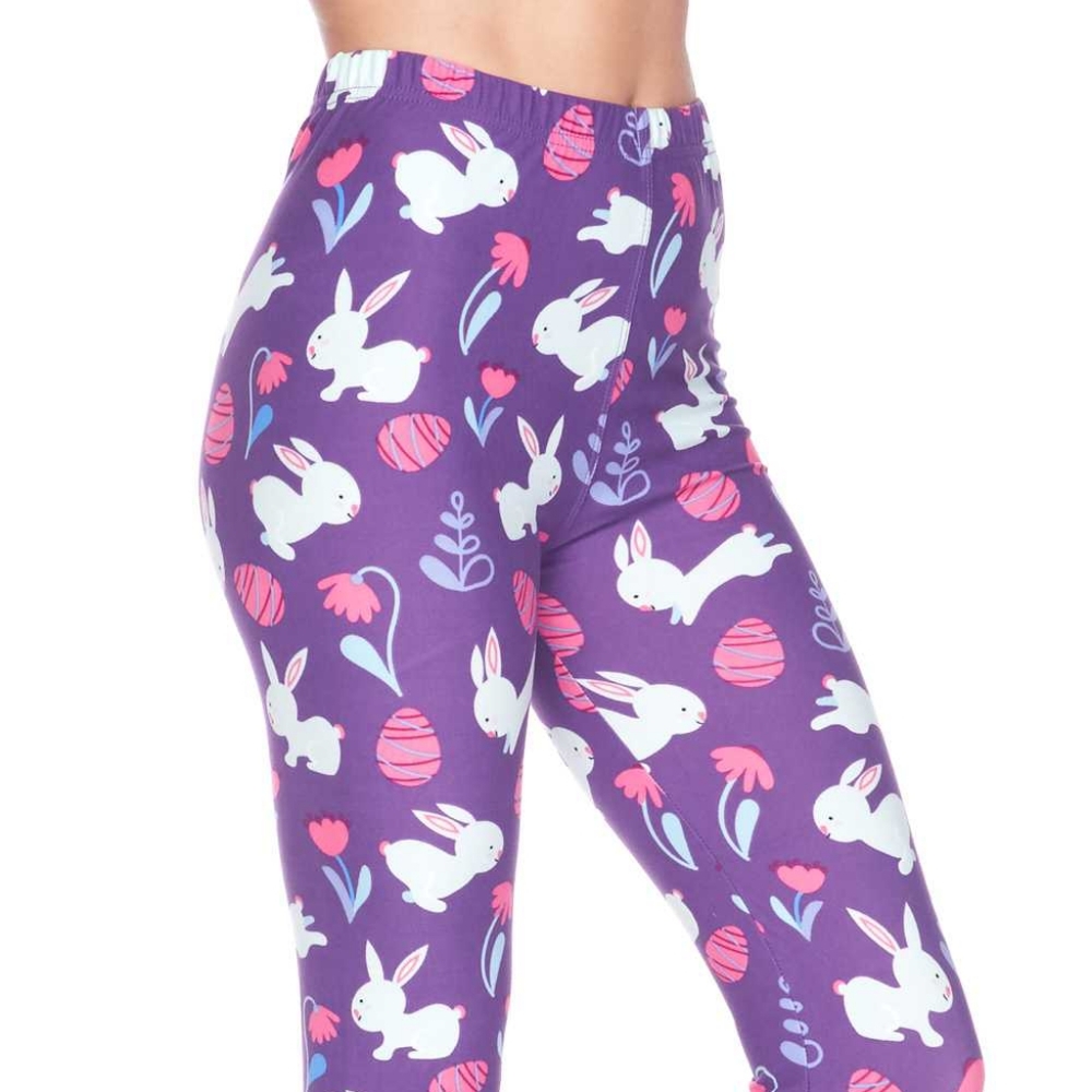 OS Purple Capri Easter Leggings